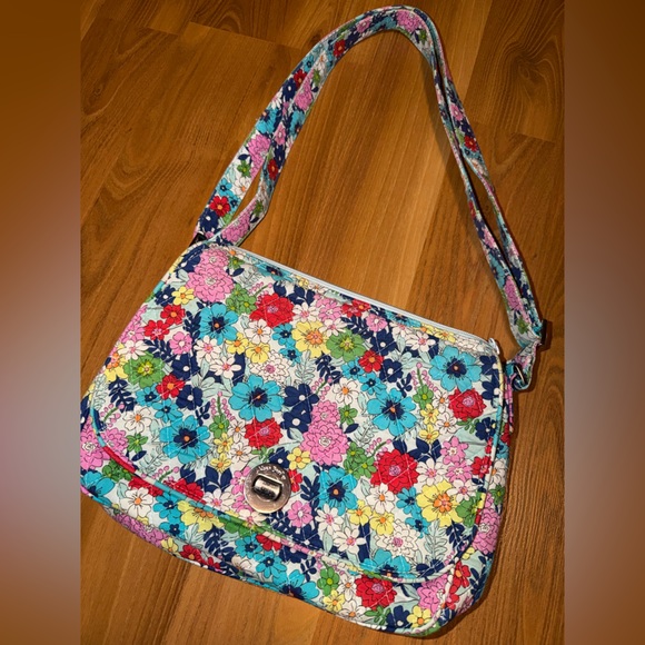 Vera Bradley Floral Crossbody Bag - Blue, Pink, Red, Green - Picture 2 of 4